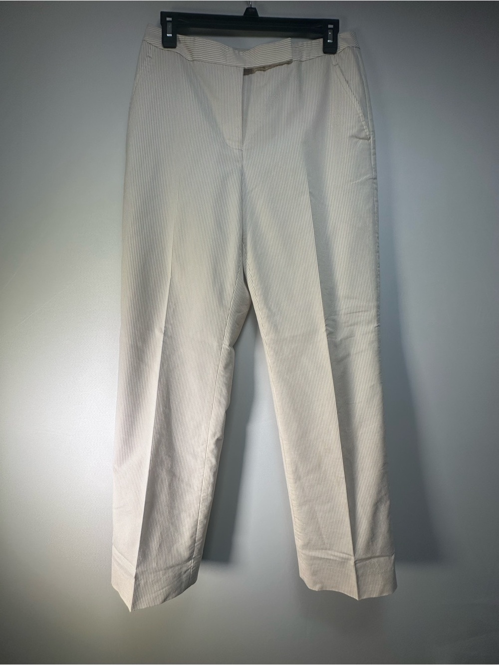 Kasper Vintage Beige and White Stripe High-Waist Trousers
